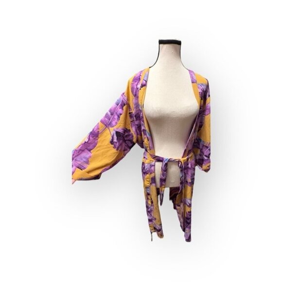 Jacqueline de Yong Purple Gold Kimono 10 - Picture 7 of 8